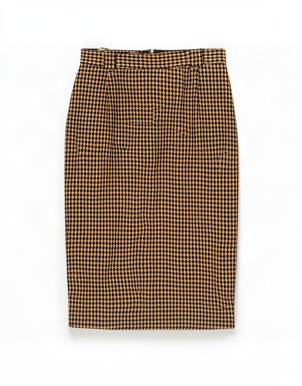Fusta creion pentru femei Michael H UK 12 Medium W26 Bej Argyle/Lână diamant