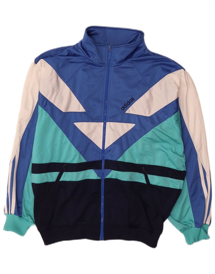 Jachetă de trening Adidas pentru bărbați Marea Britanie 40/42, albastru mediu, poliester color bloc