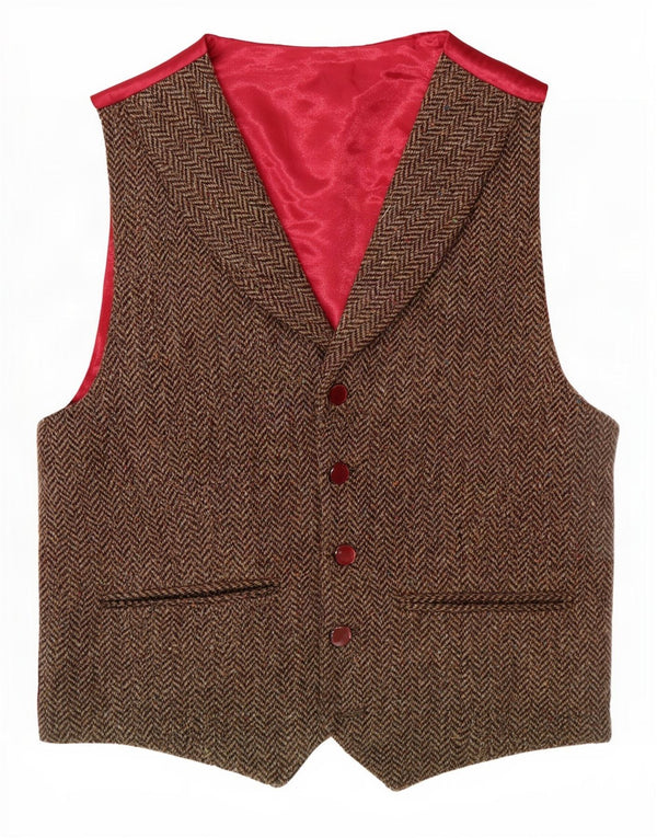 Vestă vintage pentru femei UK 14 Medium Brown Herringbone