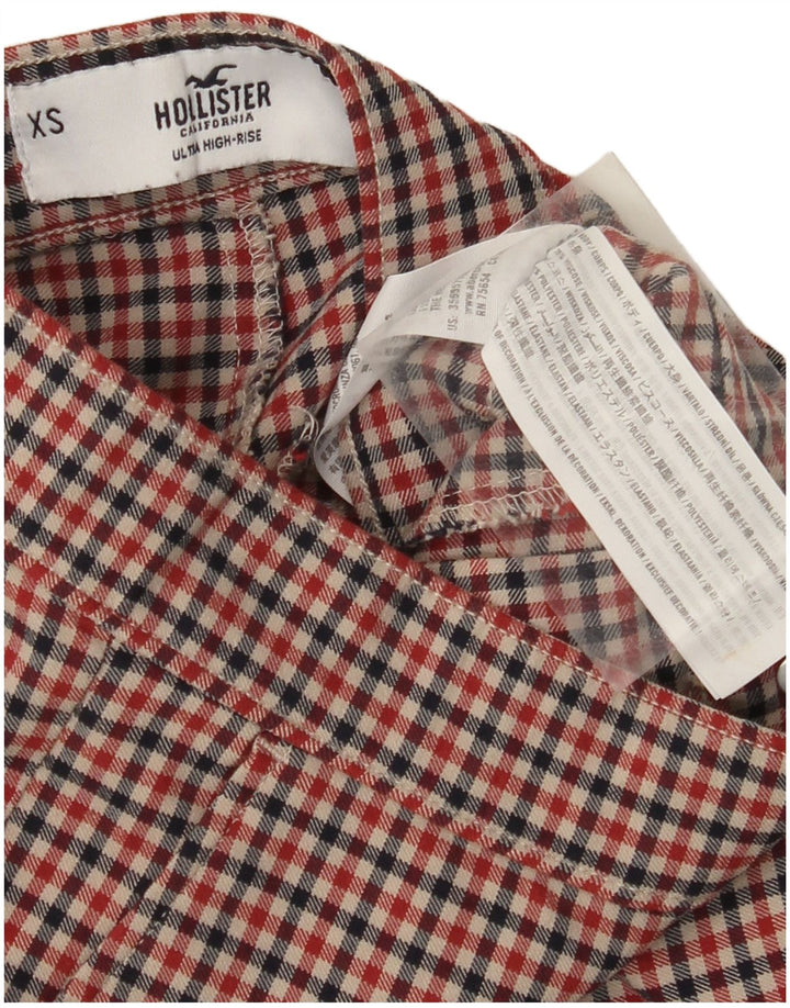 Pantaloni chino skinny pentru femei HOLLISTER XS W24 L28 Red Check Viscose