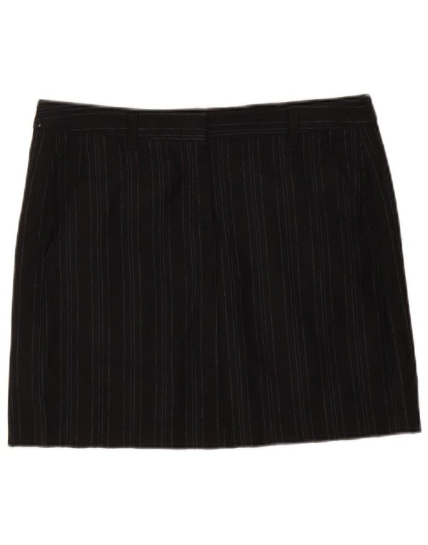 Fusta mini Benetton pentru femei IT 42 Medium W32 Lână virgină cu dungi negre