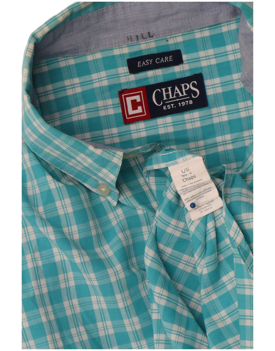 Cămașă pentru bărbați Chaps Easy Care, bumbac cu carouri mari, albastre
