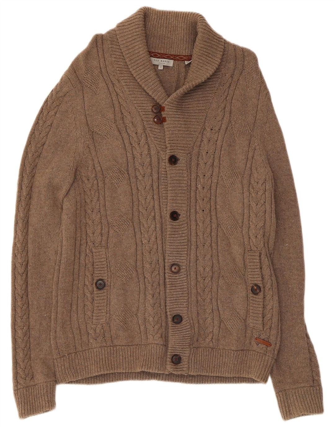 Pulover cardigan pentru bărbați Ted Baker, mărimea 4, bumbac maro mare