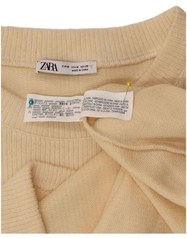 Top pentru femei Zara cu mânecă lungă UK 14 Medium Bej Poliester