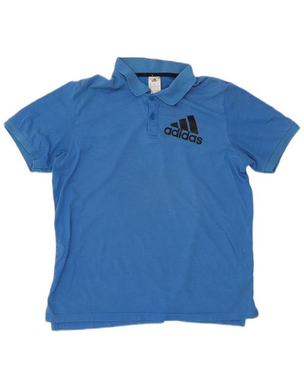 Tricou polo cu grafic pentru bărbați Adidas XL, bumbac, albastru