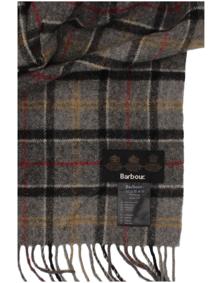 Eșarfă dreptunghiulară pentru bărbați Barbour, mărime unica, gri, carouri, lână de miel, clasică