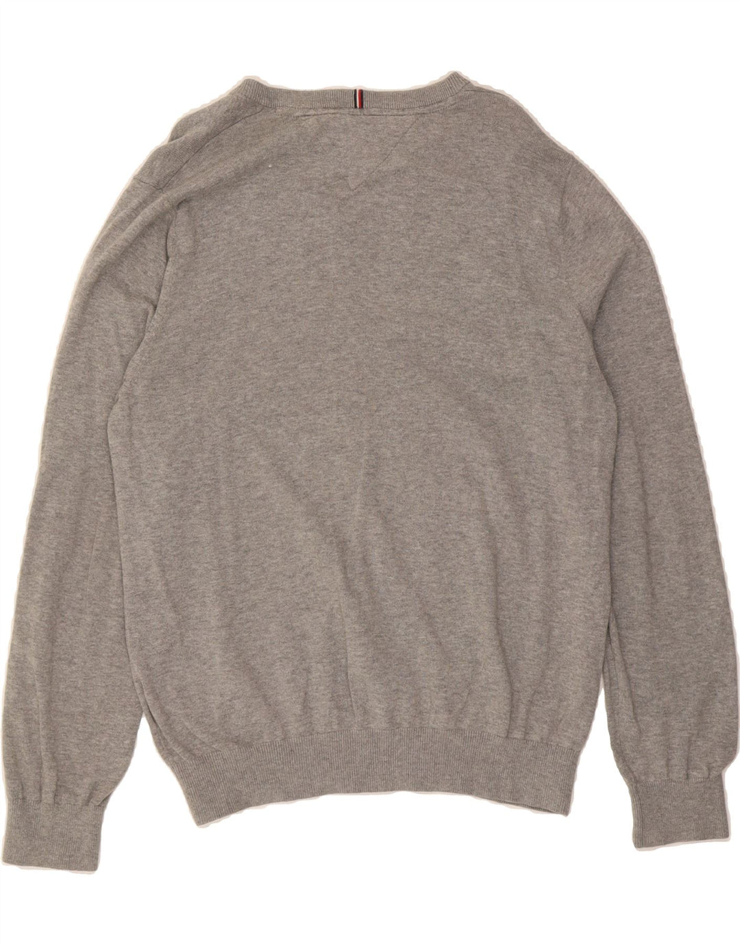 TOMMY HILFIGER Womens V-Neck Jumper Sweater Large Grey Cotton Vintage Tommy Hilfiger and Second-Hand Tommy Hilfiger from Messina Hembry 