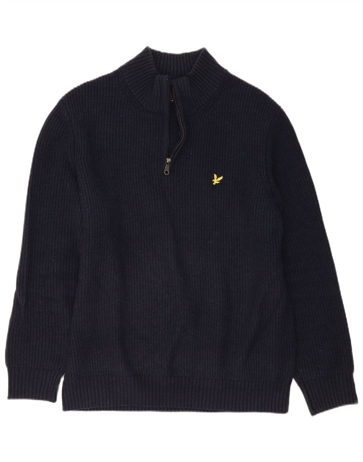 Pulover pentru bărbați Lyle & Scott, cu fermoar, cu gât, lână mare, albastru
