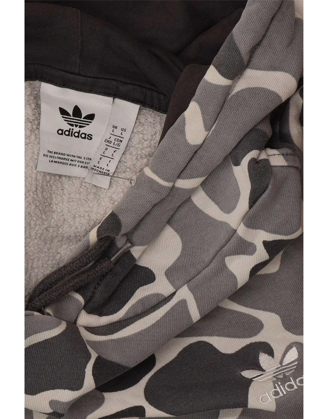 Pulover Adidas pentru bărbați cu glugă, camuflaj mare, gri