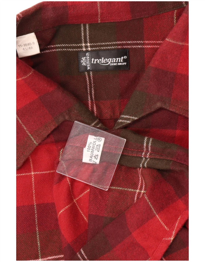 Cămașă de flanel pentru bărbați Walbusch Mărimea 45/46 XL Bumbac în carouri roșu Clasic
