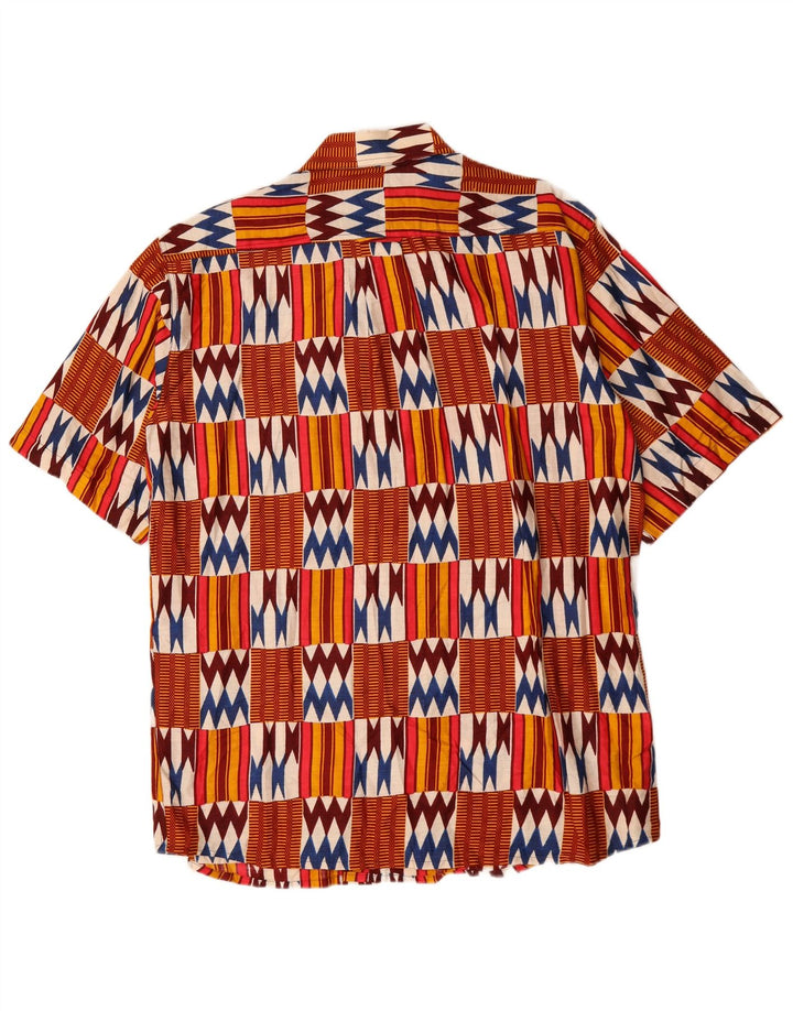 Cămașă Vintage pentru bărbați cu mânecă scurtă, mare, multicoloră, geometrică