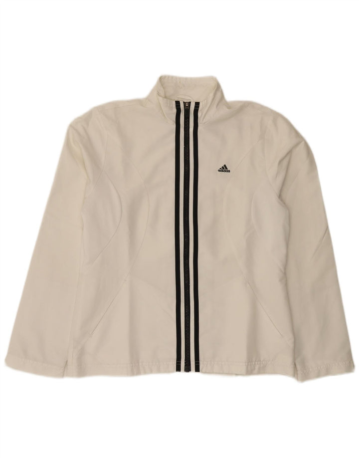 Jachetă de top pentru trening Adidas pentru femei UK 14 Poliester alb mediu