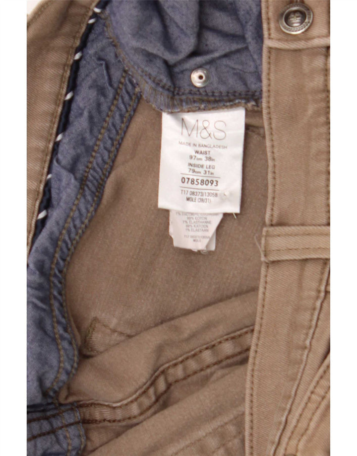 Blugi drepti pentru bărbați Marks & Spencer W38 L31 maro bumbac