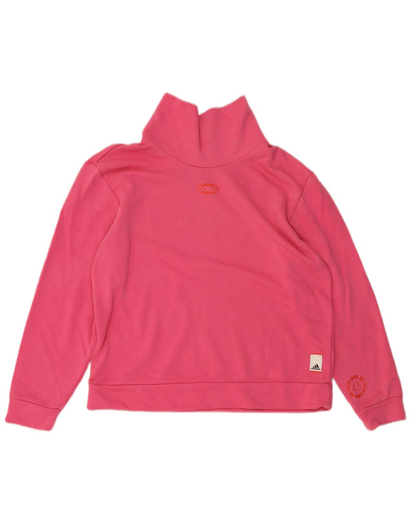 Pulover de hanorac grafic Adidas pentru femei UK 12/14 bumbac roz mediu