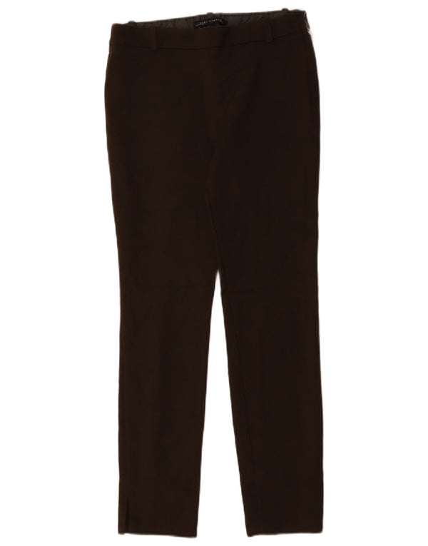 Zara Womens Slim Casual Trousers Small W26 L28 Brown Cotton