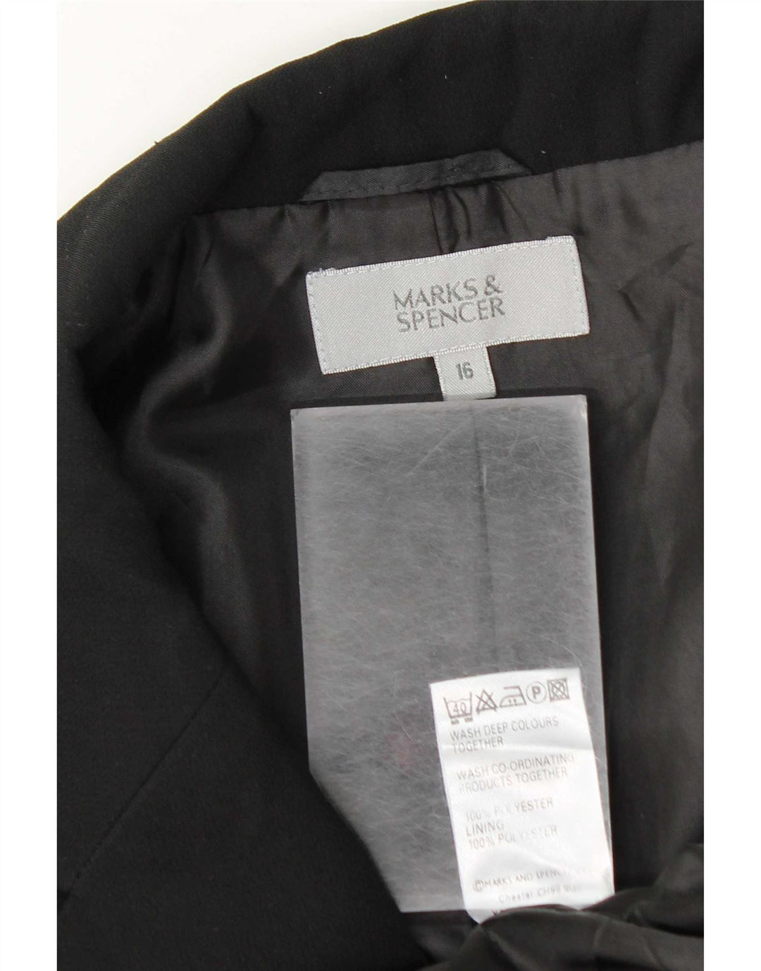 Jachetă pentru femei Marks & Spencer, cu 2 nasturi, din poliester negru, UK 16