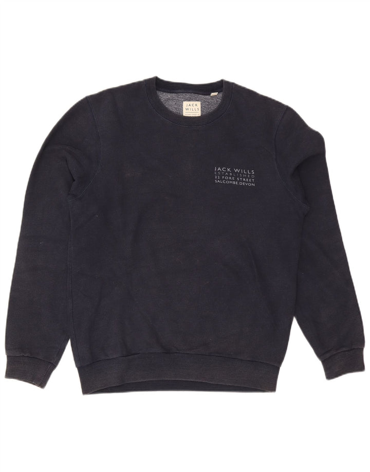 Hanorac cu grafic Jack Wills pentru bărbați Pulover mediu din bumbac bleumarin