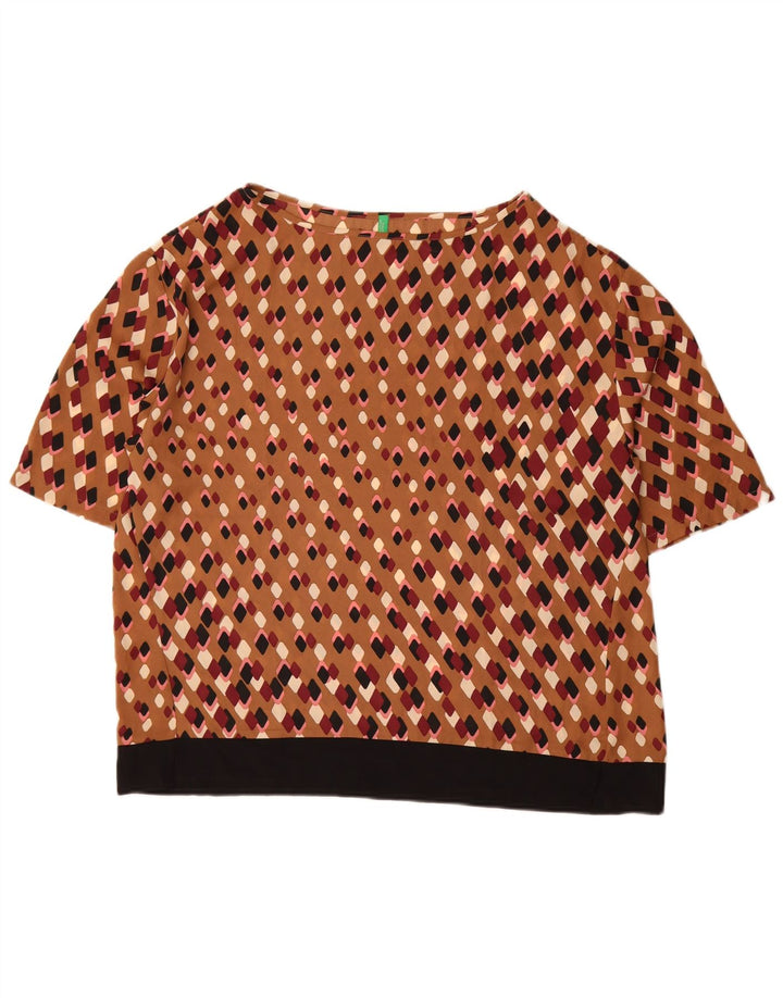 Bluză Benetton pentru femei UK 16 Large Brown Geometric