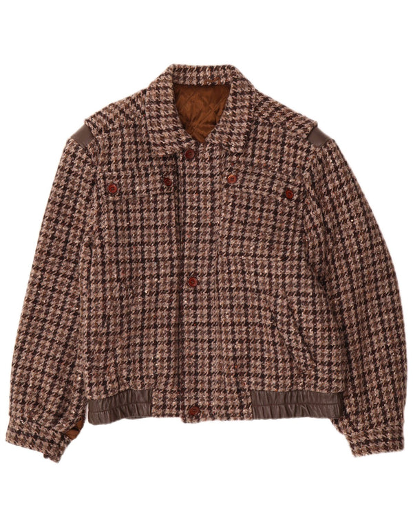 Dimensiuni Jachetă Bomber pentru bărbați IT 46 Lână maro mică Houndstooth