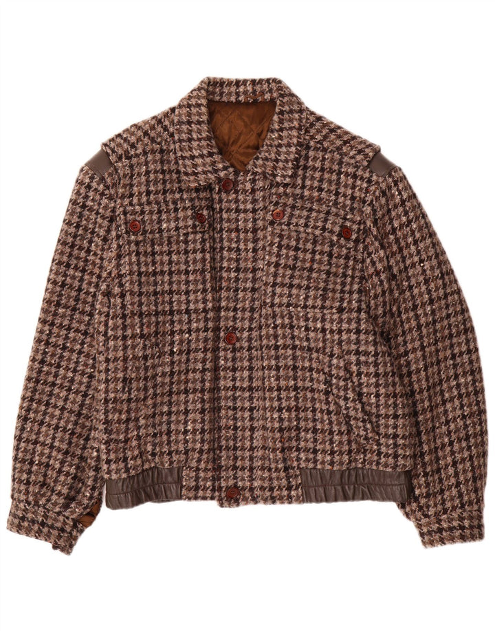 Dimensiuni Jachetă Bomber pentru bărbați IT 46 Lână maro mică Houndstooth