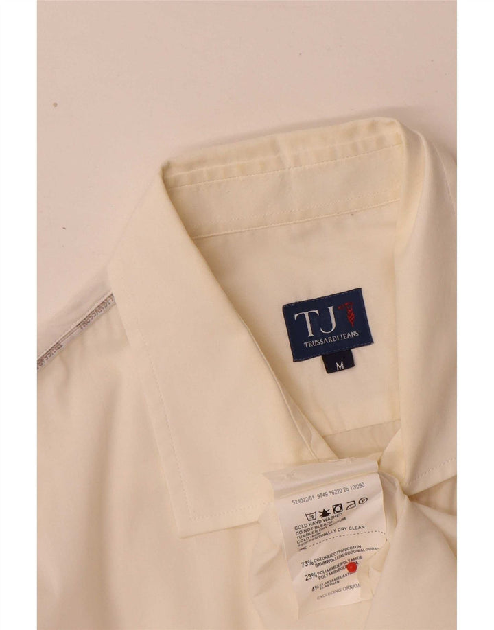 Cămașă Trussardi Jeans pentru bărbați, bumbac alb mediu