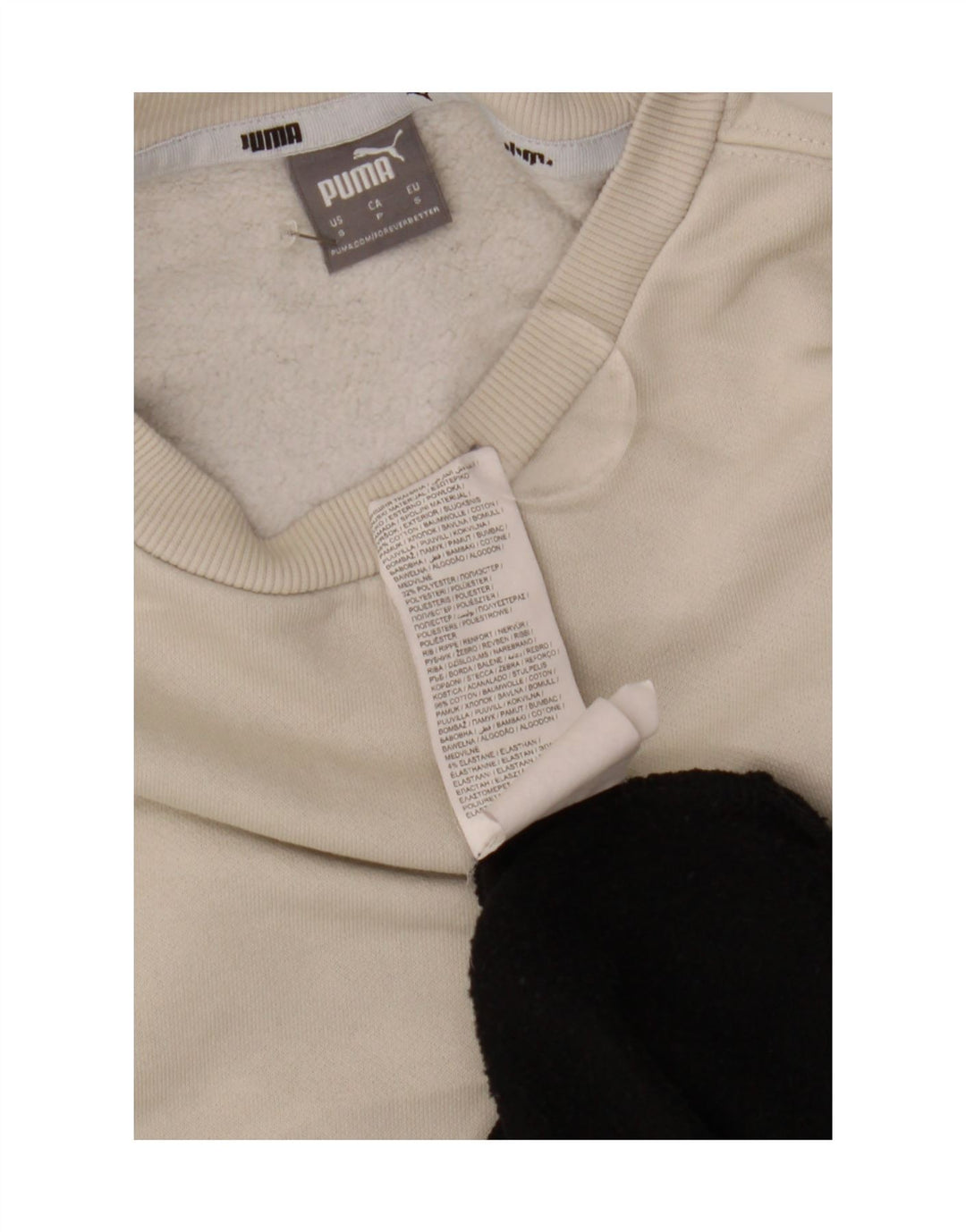 PUMA Mens Graphic Sweatshirt Jumper Small White Colourblock Cotton Vintage Puma and Second-Hand Puma from Messina Hembry 