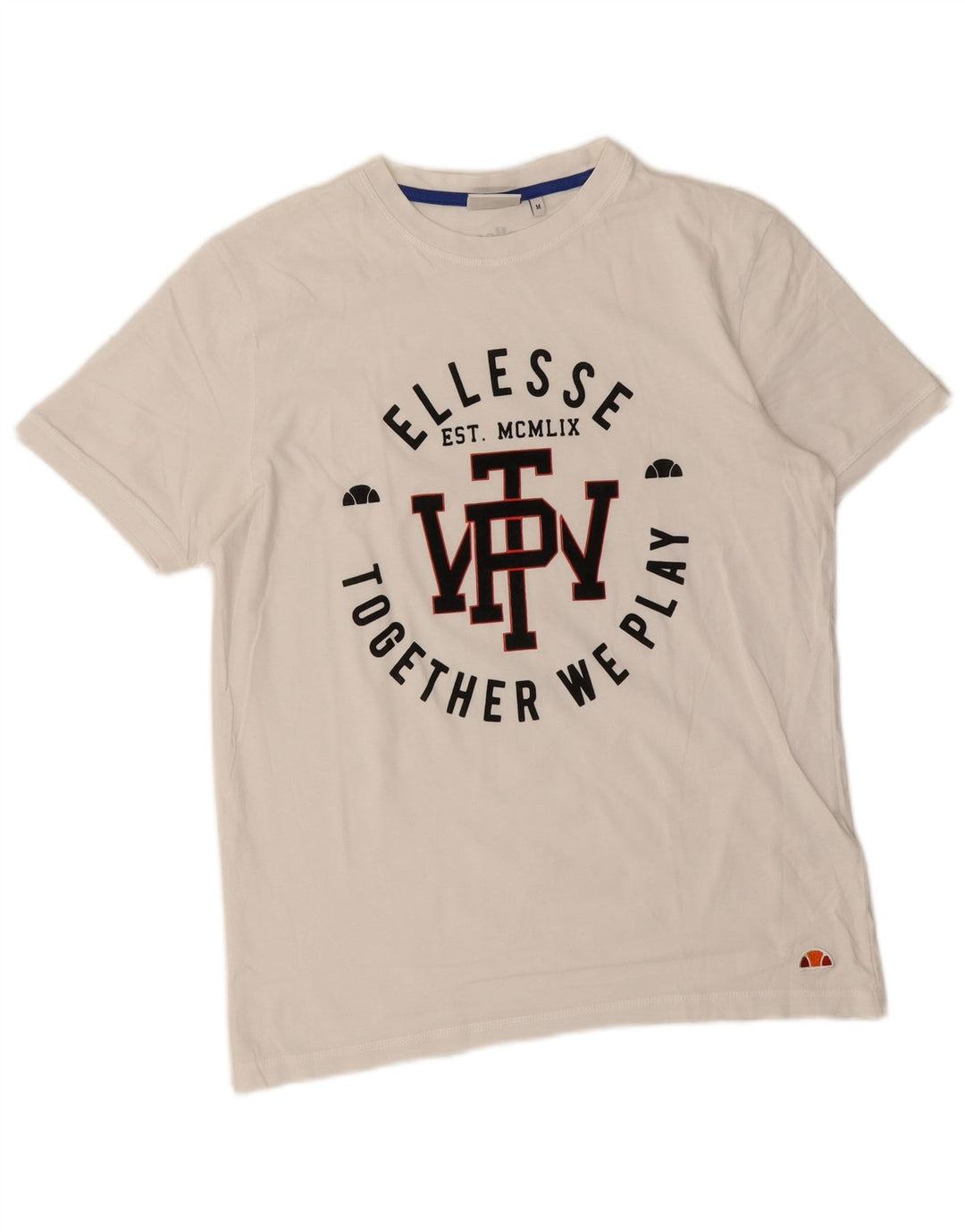 Tricou cu grafic pentru femei Ellesse, UK 14, bumbac alb mediu