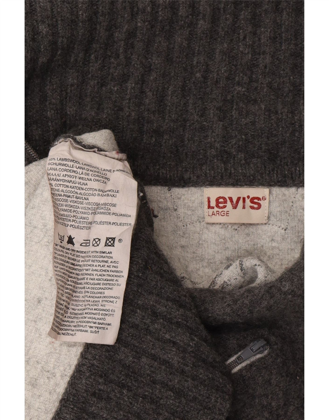 Pulover cardigan pentru femei LEVI'S UK 14 Lână de miel mare, gri