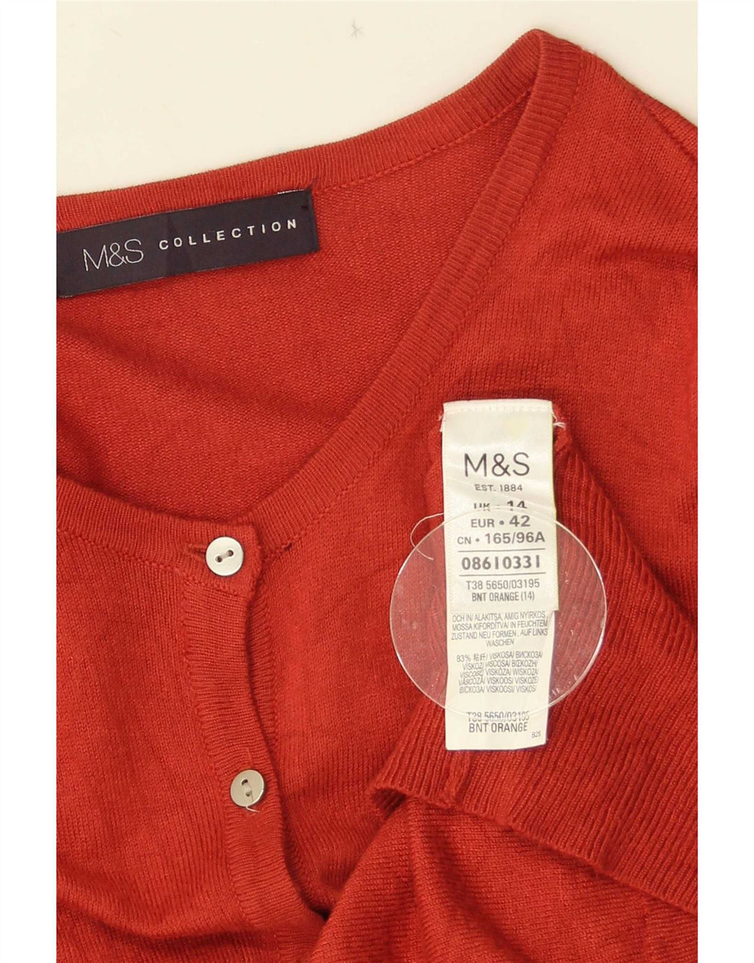 Pulover cardigan pentru femei Marks & Spencer UK 14 Medium Orange Viscose