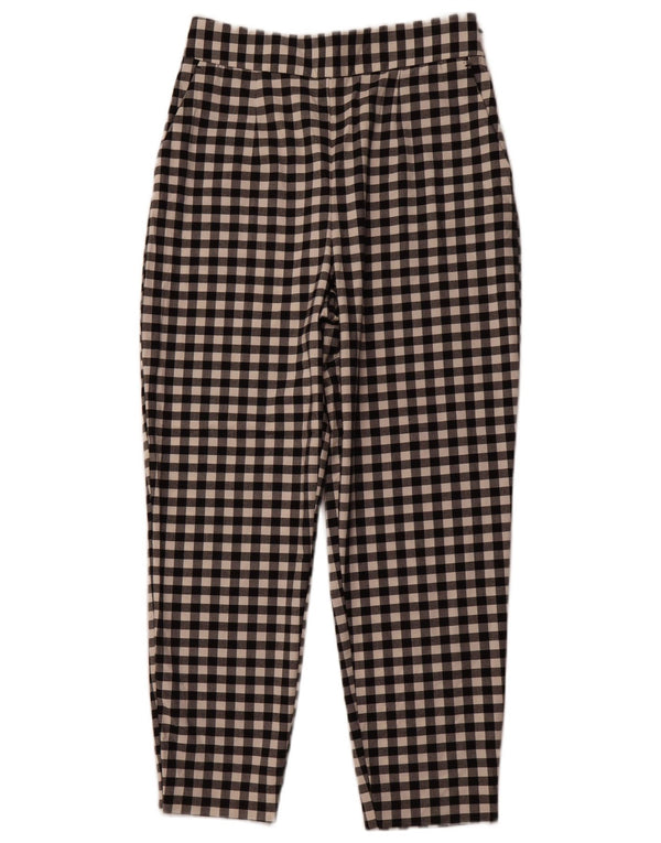 Pantaloni chino conici pentru femei ZARA Mediu L28 L26 Poliester vichy negru