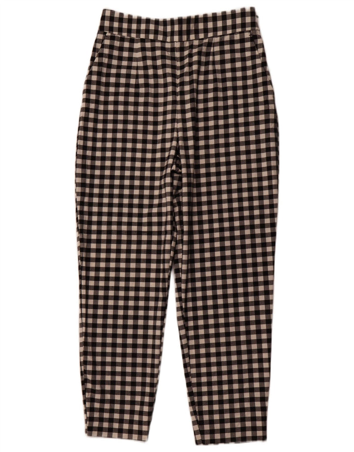 Pantaloni chino conici pentru femei ZARA Mediu L28 L26 Poliester vichy negru