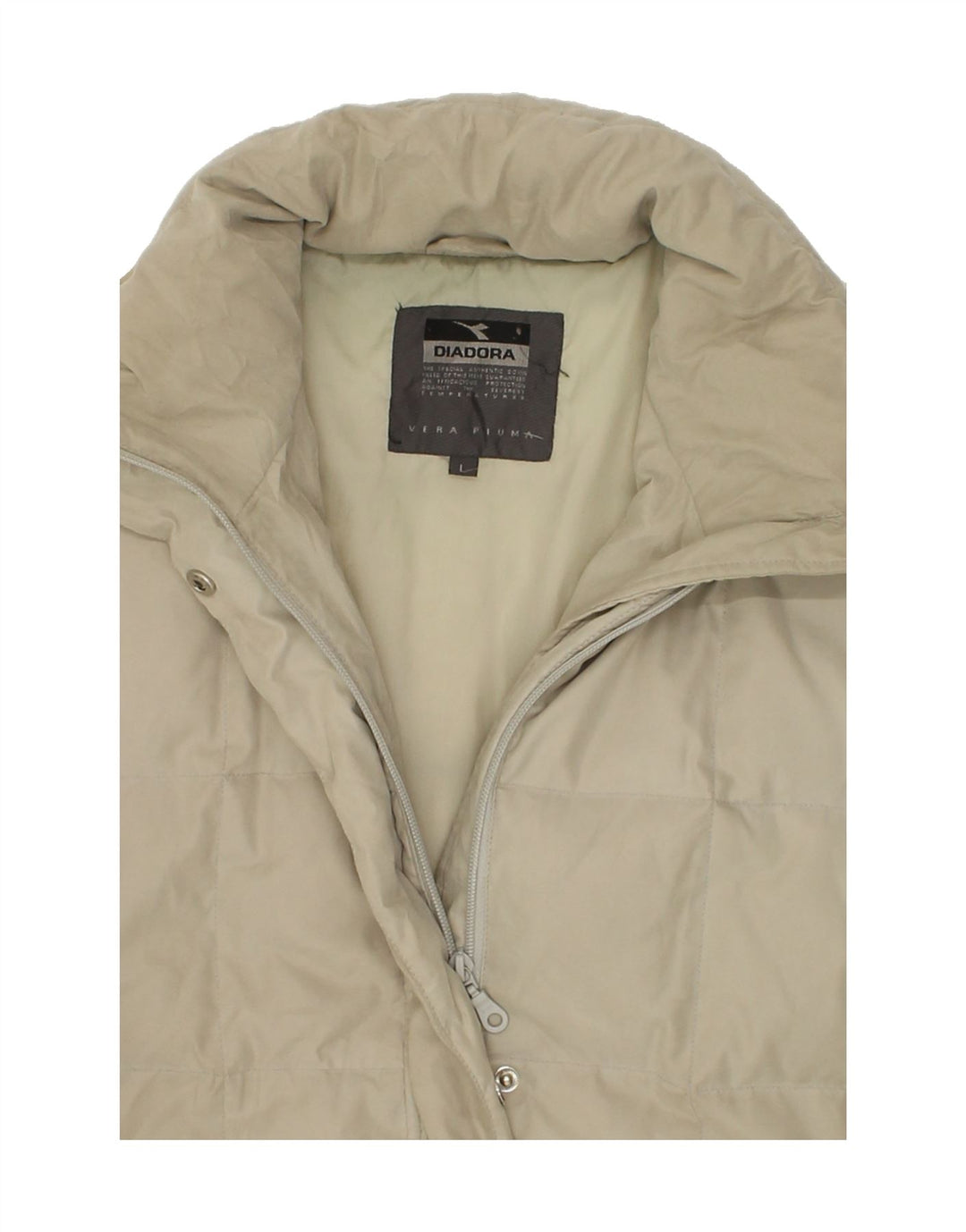 DIADORA Womens Padded Coat UK 16 Large Beige Polyester Vintage Diadora and Second-Hand Diadora from Messina Hembry 