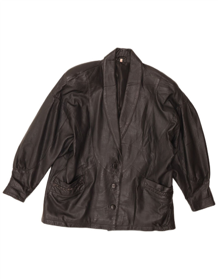 Jachetă de piele supradimensionată pentru femei Vintage EU 46 XL Negru