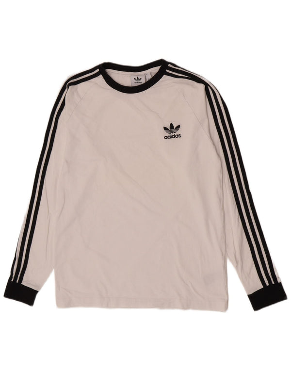 Adidas Mens Regular Top cu mânecă lungă, alb mediu, bumbac