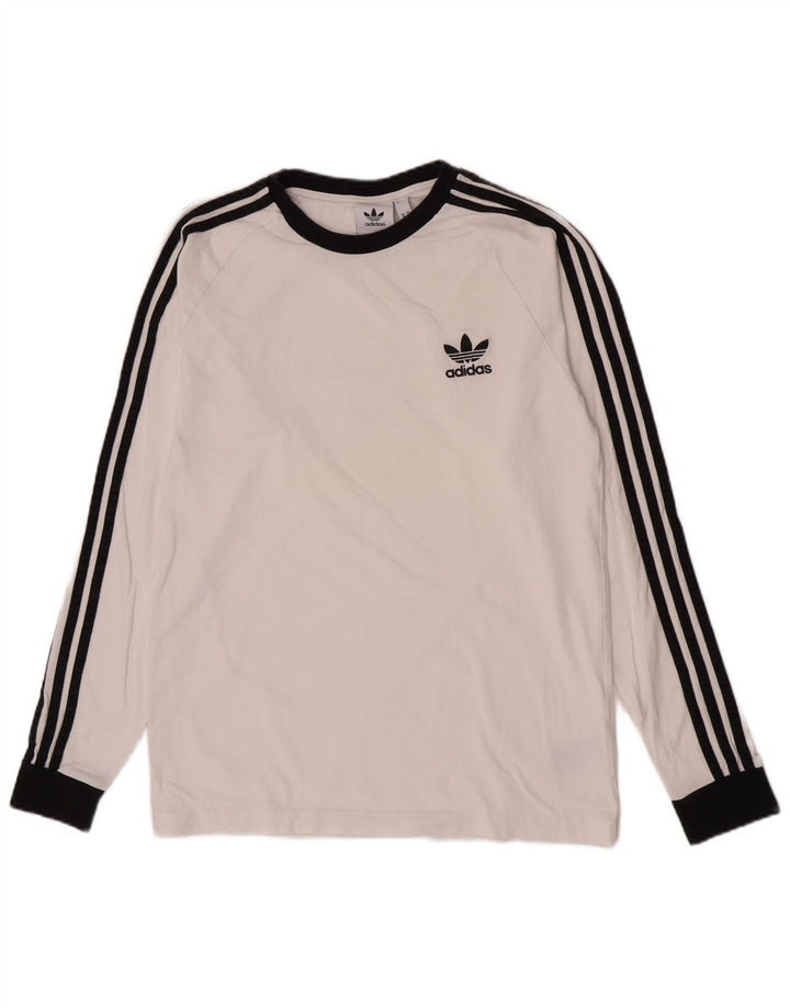 Adidas Mens Regular Top cu mânecă lungă, alb mediu, bumbac