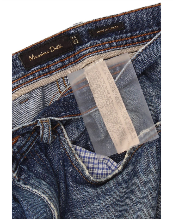 Massimo Dutti Blugi Distressed Straight pentru bărbați EU 42 Large W32 L29 Blue