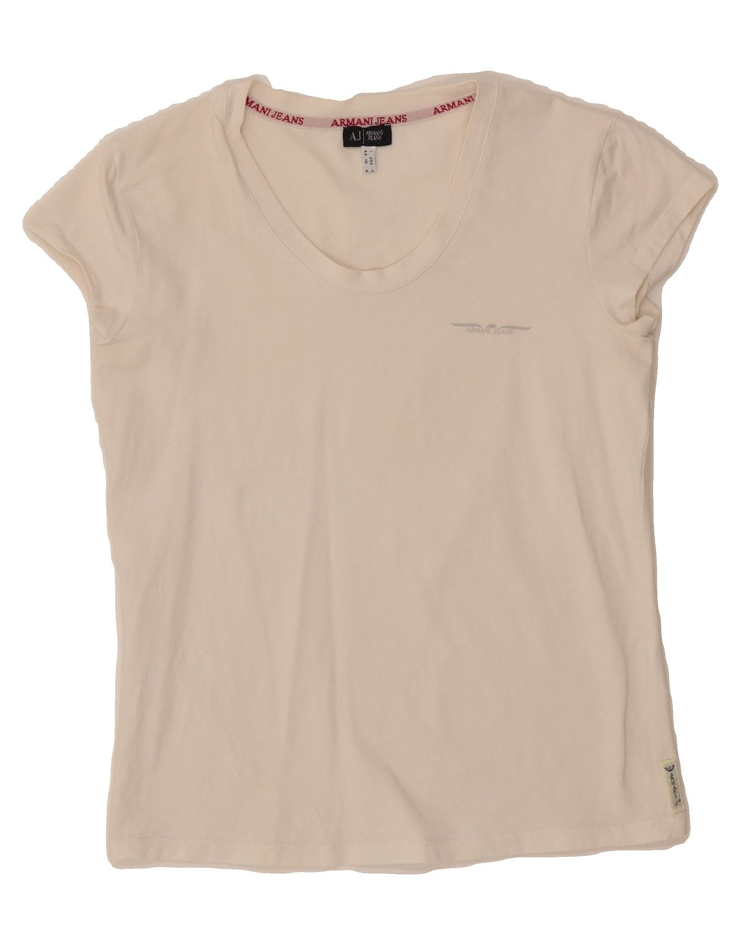 ARMANI JEANS Womens T-Shirt Top IT 44 Medium White Vintage Armani Jeans and Second-Hand Armani Jeans from Messina Hembry 