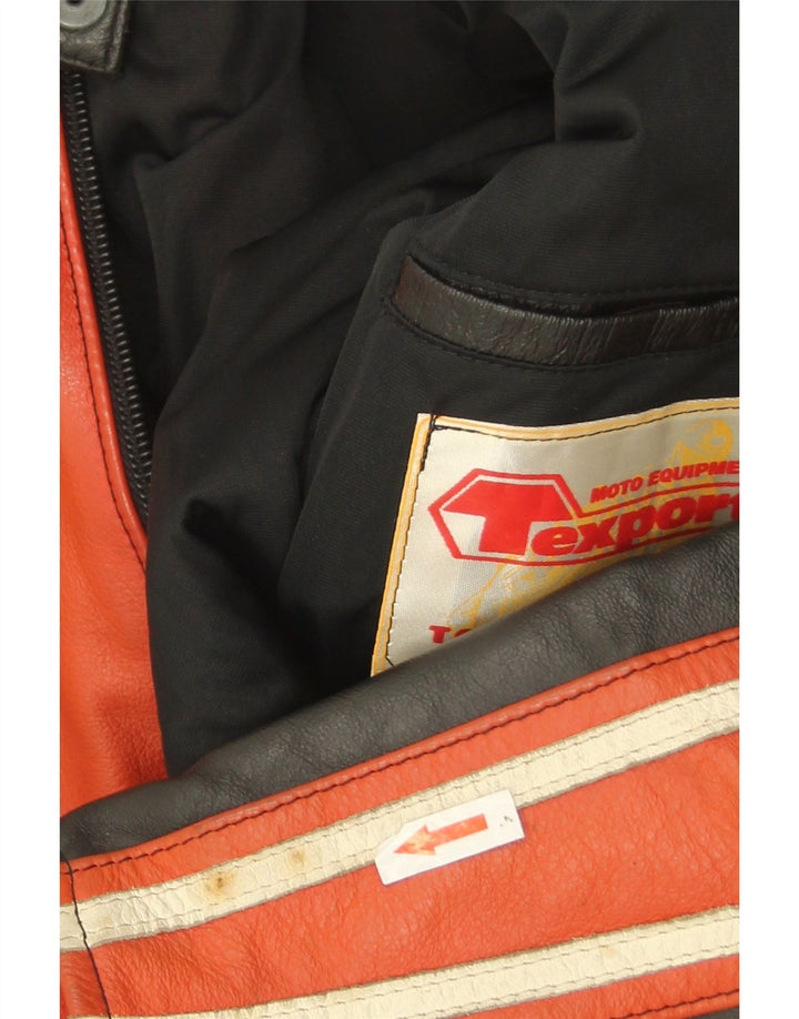 Jachetă vintage din piele pentru femei IT 52 2XL, roșu, bloc de culoare