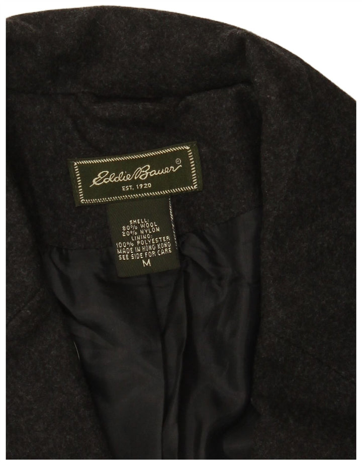 EDDIE BAUER Jachetă Blazer pentru femei cu 3 nasturi UK 14 Lână gri mediu