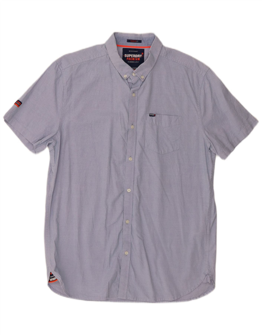 Cămașă Superdry pentru bărbați, cu mânecă scurtă, în formă regulată, XL, bumbac, albastru