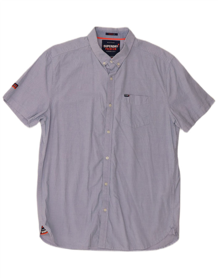 Cămașă Superdry pentru bărbați, cu mânecă scurtă, în formă regulată, XL, bumbac, albastru