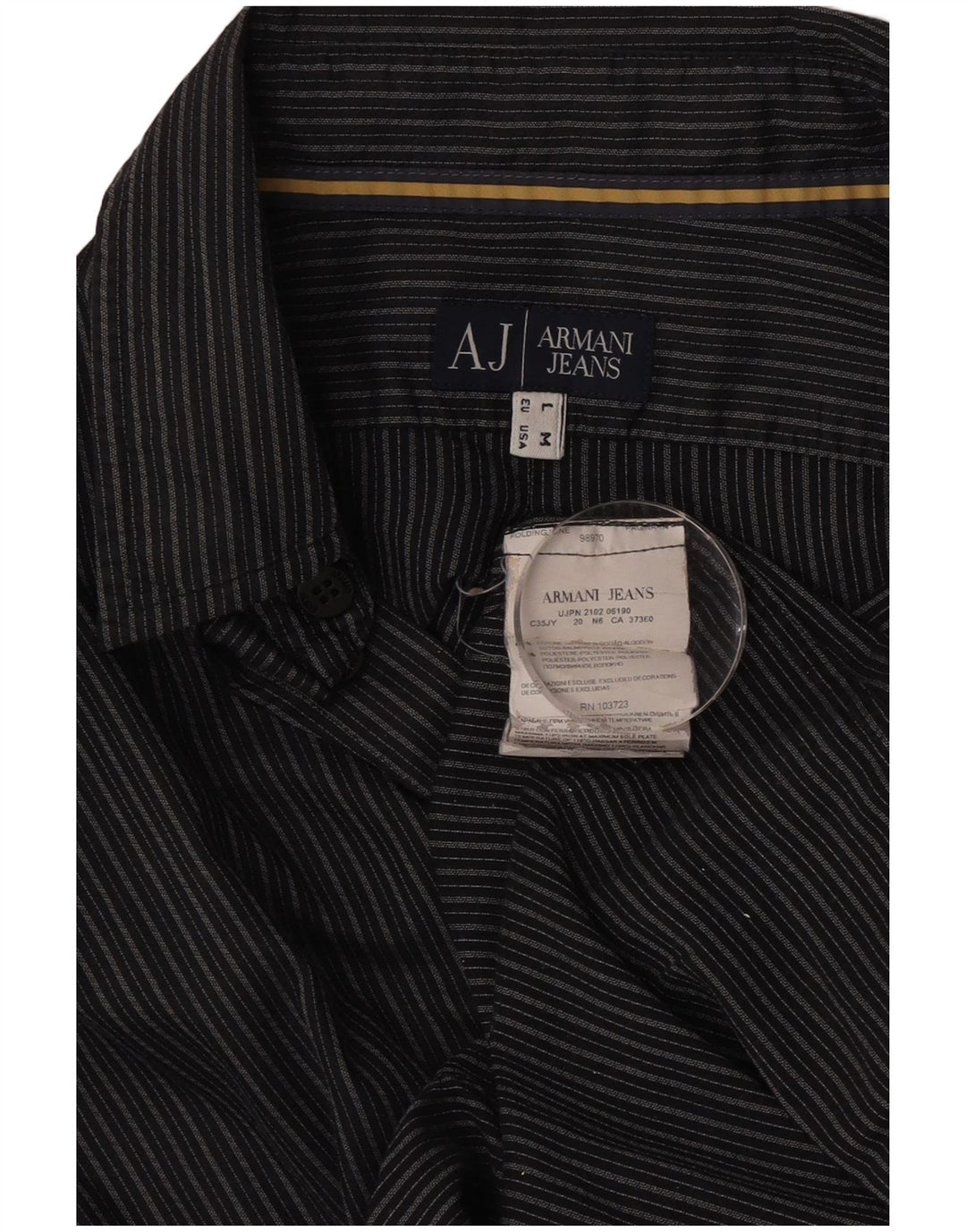 Cămașă pentru bărbați Armani Jeans, bumbac cu dungi gri medii