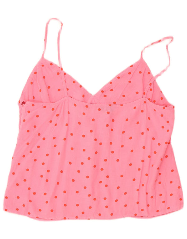 Topshop pentru femei Crop Cami Top UK 12 Medium Pink Polka Dot Viscose