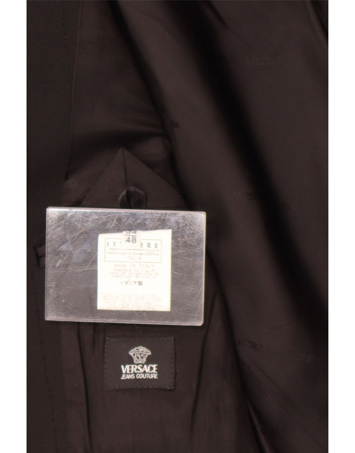 Jachetă Versace pentru bărbați cu 3 nasturi IT 48 Medium Black Pinstripe Classic