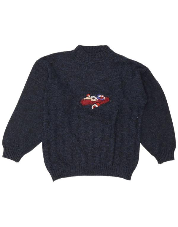Pulover vintage pentru bărbați cu gât țestoasă, mare, bleumarin