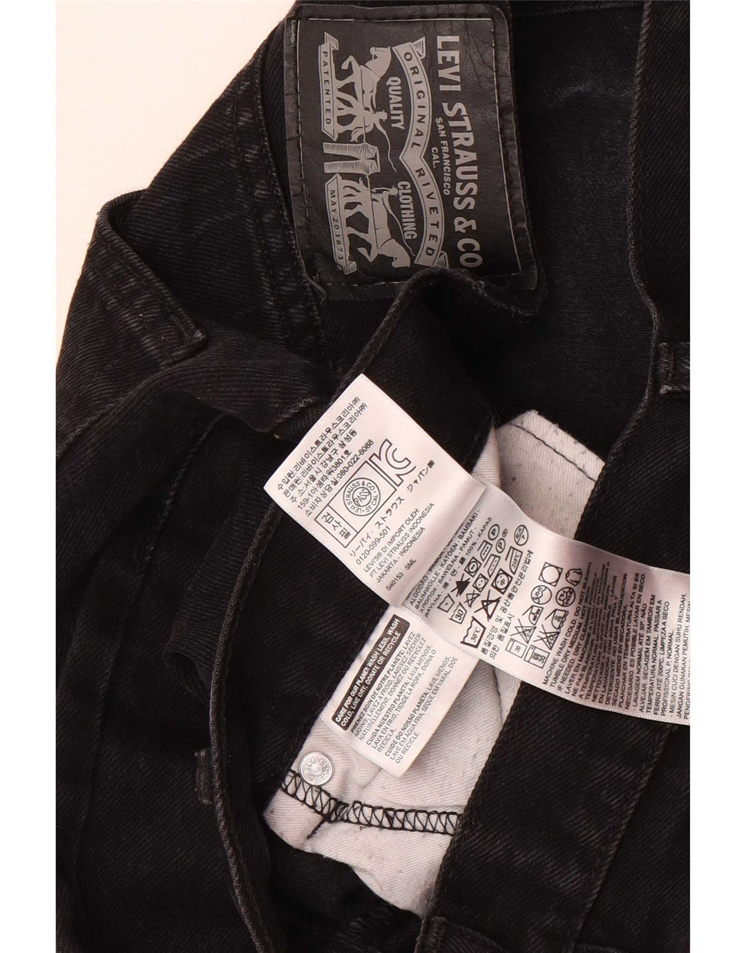Blugi drepti pentru bărbați Levi's W34 L34 bumbac negru