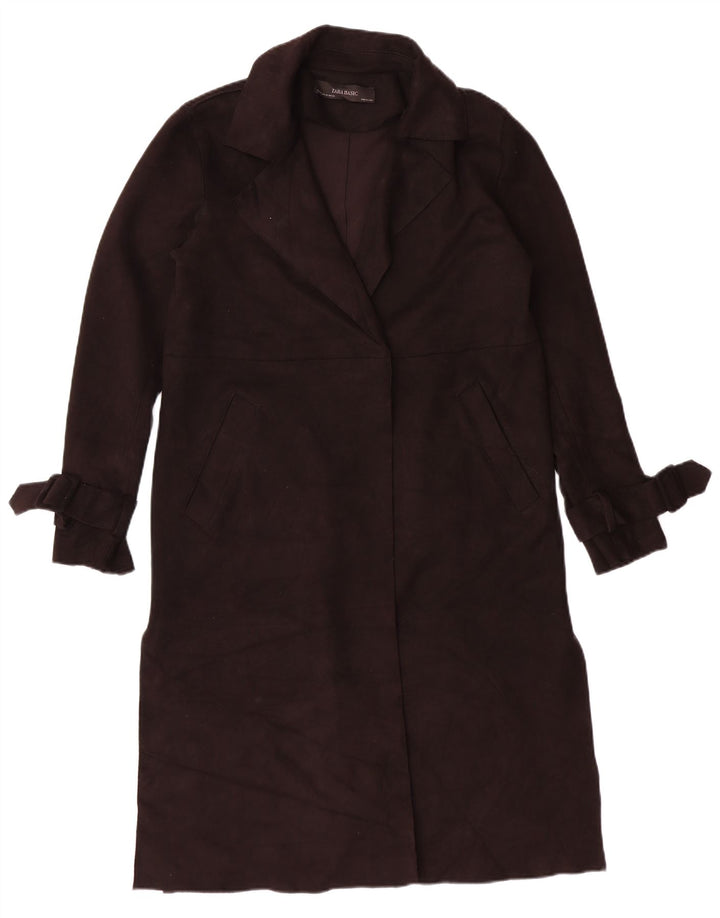 ZARA Womens Loose Fit Overcoat UK 6 XS Black Polyester