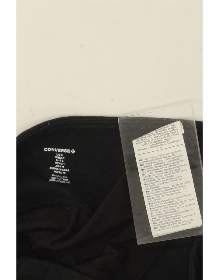 CONVERSE Womens Graphic Leggings UK 8 Small  Black Cotton