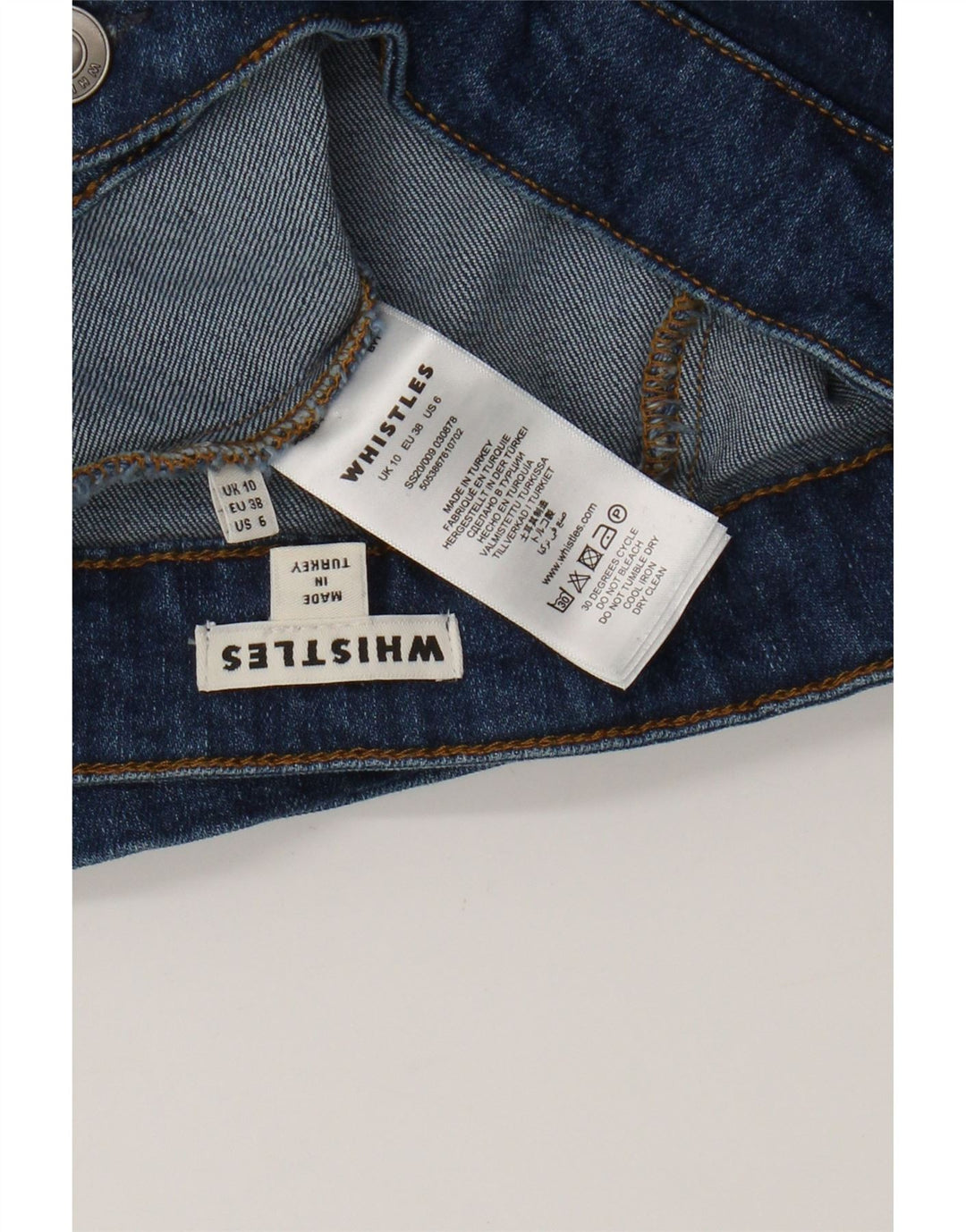 Fusta de blugi pentru femei WHISTLES UK 10 Small W28 Bumbac albastru