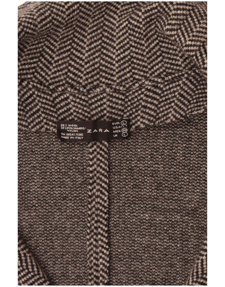 Jachetă ZARA pentru femei din tricot UK 14, mare, gri Herringbone